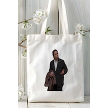Art Hediye John Travolta Baskılı Bez Çanta Kişiye Özel Model 2 Çok Renkli