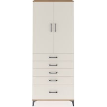 Arges Dolap 2 Raflı 5 Çekmeceli 2 Kapaklı 88x30x221 Çam-aytaşı Çam