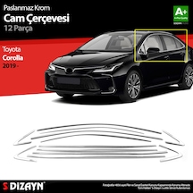 S-dizayn Toyota Corolla Krom Cam Çerçevesi 12 Prç. 2019 Üzeri