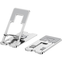 Cbtx Evrensel Alüminyum Alaşımlı Katlanabilir Cep Telefonu Tablet Tutucu Masaüstü Cep Telefonu Braketi Standı - Gümüş