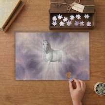 Görkemli Beyaz At Tasarımı 240 Parça Ahşap Puzzle Ahşap Kutuda Mpy20006
