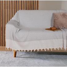 Buldan İşi Kaymaz Pamuklu Koltuk Örtüsü 170x210 Cm Koltuk Şalı Çekyat Kanepe Örtüsü Açık Gri Diğer