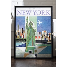New York Siyah Ahşap Çerçeveli Poster, Dekoratif Seyahat Duvar Tablosu