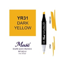 Çift Uçlu Marker Grafik Çizim Kalemi 31 Yoğun Sarı