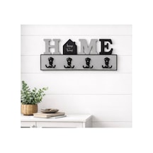 Vintage Duvar Askılığı 45x20 Cm,mdf Gövde Sert Plastik 8 Kancalı Askı,çok Amaçlı Montajlı Askı Gri
