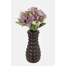 Lüx Beton Vintage Vazoda Yapay Ortanca Tanzimi 30 Cm Gül Kurusu