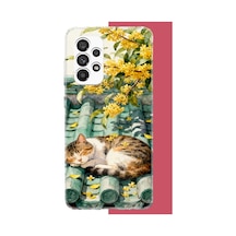 Samsung Galaxy A23 Uyumlu Çatıdaki Kedi Baskılı Silikon Kılıf Renkli