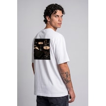 Black Nova Oversize Baskılı Unisex Tişört Espresso Martini Beyaz