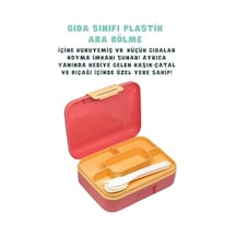 Bento 1600ml Lunchbox Sevimli Kedi Desenli Tek Katlı 2 Bölmeli Pp Plastik Sefer Tası Yemek Kutusu Bakır