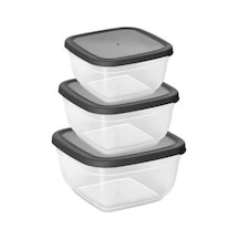 Asd057 Maya Kare 3lü Saklama Kabı Seti Gri 500-900-1500 Ml Çok Renkli