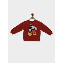 Mickey Mouse Lisanslı Erkek Çocuk Sweatshırt Pl22042-bordo