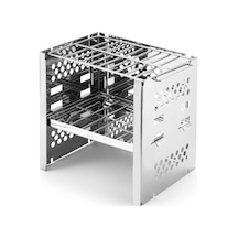 Gq Kamp Odun Sobası Taşınabilir Katlanır Paslanmaz Çelik Sırt Beyaz