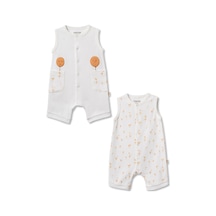 Babycosy Organic Wear Bebek Şort Kollu Tulum, %100 Organik Pamuk, Bebek Ve Yenidoğan Serisi - Csy3060 Ekru