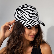 Valkyrie Zebra Desenli Kadın Şapka Ayarlanabilir Baseball Cap Siyah Beyaz Spor Günlük Şapka Siyah - Beyaz