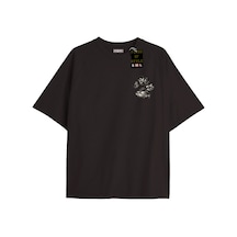 Flood Of Style Siyah Oversize T-shirt Minimal Kedi Patisi Özel Tasarım