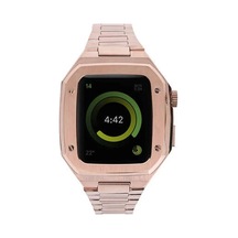 Jenerik Apple Uyumlu Watch 44mm Metal Petek Kasalı Kordon - Rose Gold