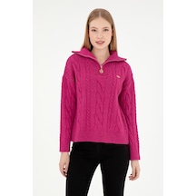U.S. Polo Assn. Kadın Pembe V Yaka Kazak 50297118-VR252