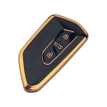 Golf 8 Seat Skoda Uyumlu Lüks Siyah Gold Anahtar Koruma Kılıfı Yeni Kasa Sert Premium Kapak