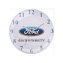 Firmaya Özel Ford Logolu Çap 30cm Sessiz Akar Bombeli Gerçek Cam Duvar Saati Siyah