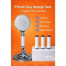 Duş Başlığı Filtreli Duş Başlığı Seti Kireç Önleyici Arıtmalı Duş Filtresi + 3 Yedek Filtre Beyaz