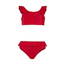 Toosalty Kız Çocuk Kırmızı Volanlı Bikini Takımı 25sg006st Kırmızı