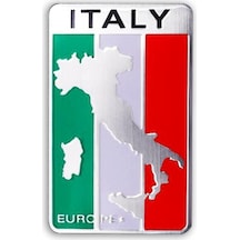 Italya Bayrağı Harita Tasarımlı Alüminyum Sticker Etiket