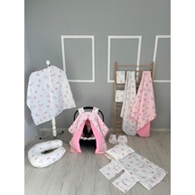 % 100 Pamuk 12 Parça Çift Taraflı Muslin Set Pembe Bulut