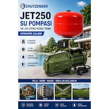Jet250 Su Motoru 1.5 Hq Hidrafor Otomatik 24 Litre Tank Küre 4 Kat Daire 50 Mt Dik Atar Su Pompası Bakır 5 Parça