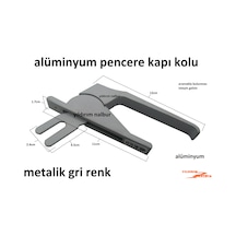 Alüminyum Pencere Kapı Kolu Kancalı Gri Renk Eski Tip Komple Meta