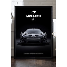 Mclaren P1 Siyah Ahşap Çerçeveli Poster, Dekoratif Araba Duvar Tablosu