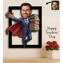 Bk Gift Kişiye Özel Erkek Öğretmen Karikatürlü 3d Ahşap Tablo -15, Öğretmene Hediye, Öğretmenler Günü Hediyesi