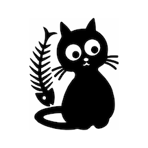 Kılçık Ve Kedi 17x17 Cm Sticker Folyo