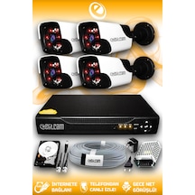 Elitcam 4 Kameralı Panda 4 Dış Kamera Set 250 GB HDD Full HD Gece Görüşlü Güvenlik Kamerası Sistemi