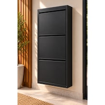 Metal Ayakkabılık 3 Kapaklı - Siyah Beyaz