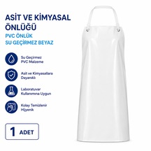 Asit Ve Kimyasal Önlüğü - Pvc Önlük Su Geçirmez Beyaz
