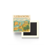 Lübnan - Lebanon - Paper Cut Art - Baskılı Buzdolap Magneti Kare - 9x9 Cm