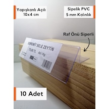 10 Adet Pvc Etiketlik 10x4 Cm Arkaya Yatık Yapışkanlı Raf Önü
