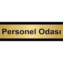 Personel Odası 5x20cm Altın Renk Metal Yönlendirme Levhası