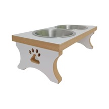 Realwood Ahşap Çelik Kaseli Köpek Mama ve Su Kabı 400 ML