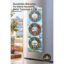 15 Adet İstanbul Temalı Metal Magnet Buzdolabı Mıknatısı Ve Hatıra Souvenir, Şehir Tasarımlı 8 Cm 1