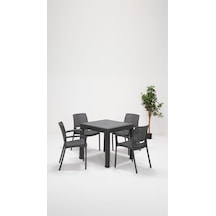 Rattan Lüx Bahçe Balkon Teras Masa Seti - Antrasit 80x80 CM Gri Rattan Lüx Bahçe Balkon Teras Masa Seti - Antrasit 80x80 CM Gri
