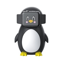 Cbtx iOS Uyumlu Watch Uyumlu Sevimli Penguen Silikon Şarj Tabanı Masaüstü Şarj Standı Tutucu Şarj Cihazı Olmadan Siyah