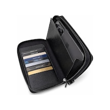 Hakiki Deri El Çantası Portföy Kartlık Para Telefon Bölmeli Çok Gözlü Premium Deri 8683255014118 Siyah