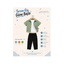 Overmax 3 Lü Gömlek Çocuk Takım Gömlek, Tshirt & Pantolon 3' Lü Kombin 1-10 Yaş Trend Yazlık Takım Yeşil - 885663189 Yeşil