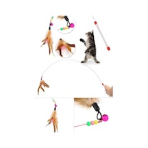 Pribor Tüylü Çıngaraklı Kedi Yakalama Oyun Oltası 90 Cm