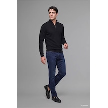 Defacto Standart Fit Yarım Fermuarlı Dik Yaka Triko Basic Kazak H7634ax26aubk81 Siyah-bk81