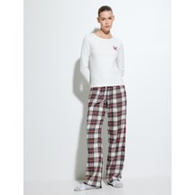 Koton Yılbaşı Temalı Uzun Kollu Bisiklet Yaka Pamuklu Pijama Üstü Beyaz 5wlk40285mk Beyaz
