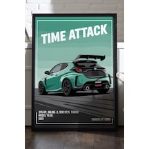 Toyota Yaris Gr Sport Siyah Ahşap Çerçeveli Poster, Dekoratif Araba Duvar Tablosu