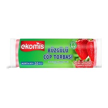 Ekomis Çilek Kokulu Büzgülü Çöp Torbası Orta Boy 10 Lu 1 Paket