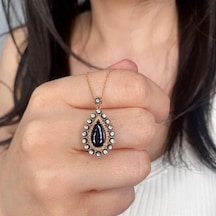 Elmas Pırlanta Ve Safir Taşlı Kolye Ek38